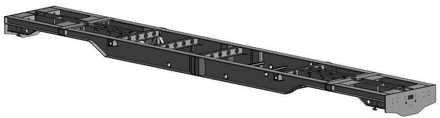 Bastidor ferroviario utilizado en las simulaciones con modelo de elementos finitos